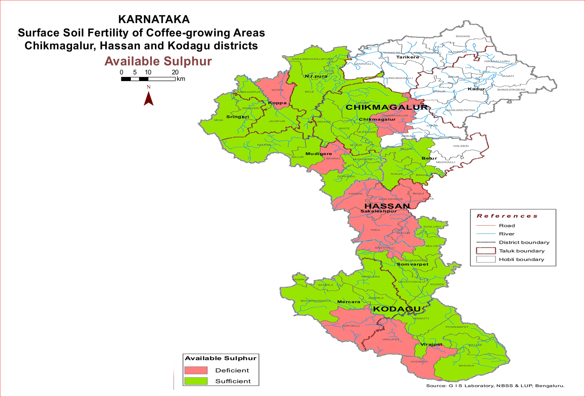 Available Sulphur, Karnataka